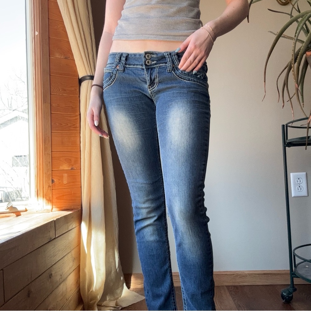 Angels Low Rise Dark Wash Skinny Jeans - Picture 7 of 8